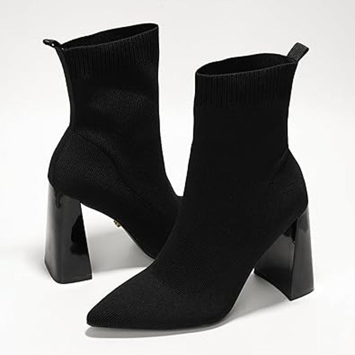 Cape Robbin Womens Size 7 Black Fabric Pointed Toe 4" Heels Booties Ankle Boots
