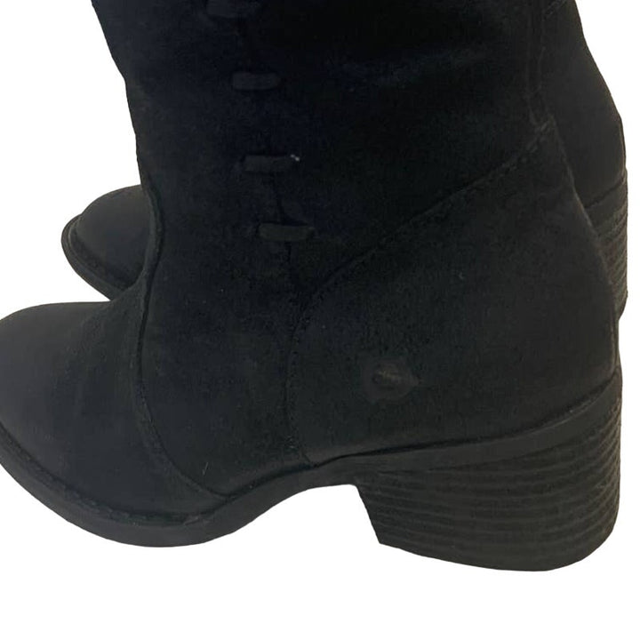 Born Womens US Size 6 Genuine Suede Leather Zip Up Mid Calf 2" Heeled Boots