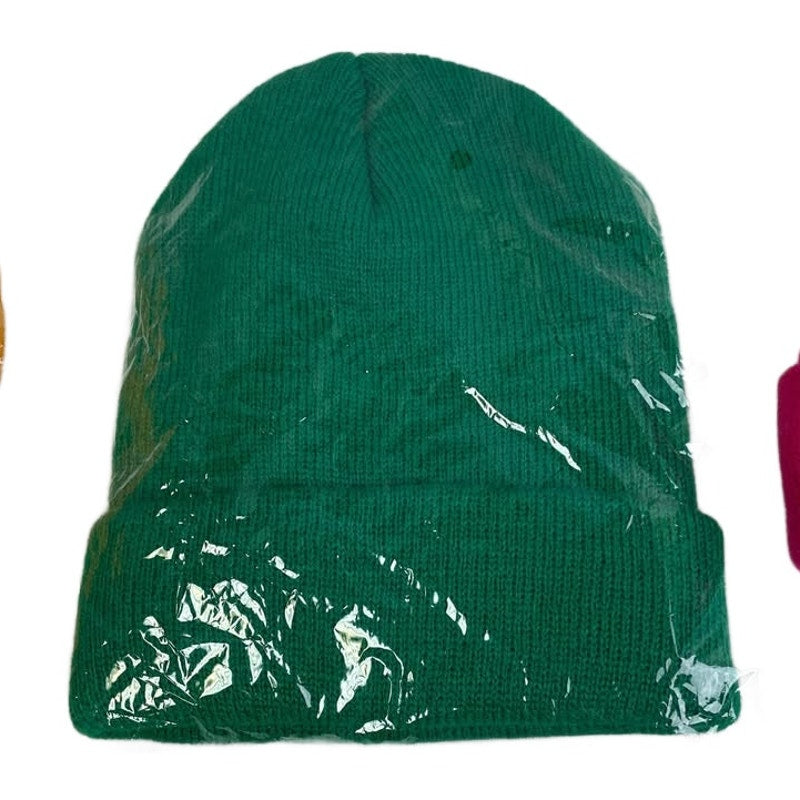 Lot of 3 Child Pink Yellow Green Basic Acrylic Nylon Warm Winter Sock Hats