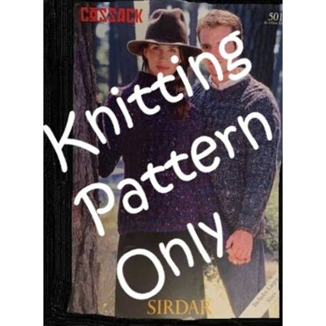 New Sirdar 5019 Cossack Sweater His Her Knitting Pattern w Larger Sizes