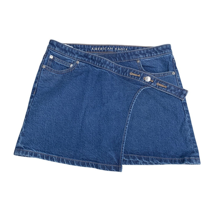 New American Eagle Womens Size 8 Asymmetrical Stretch Denim Blue Jean Skirt