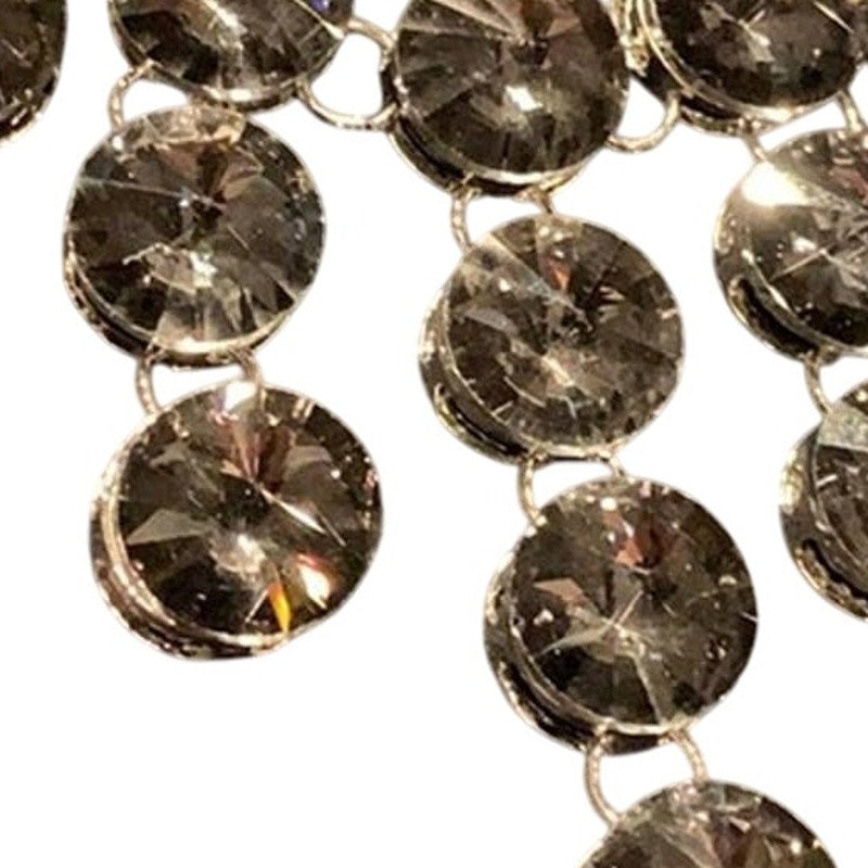 New Midnite Steel Gray Gem Waterfall Rhinestone Statement Fashion Necklace