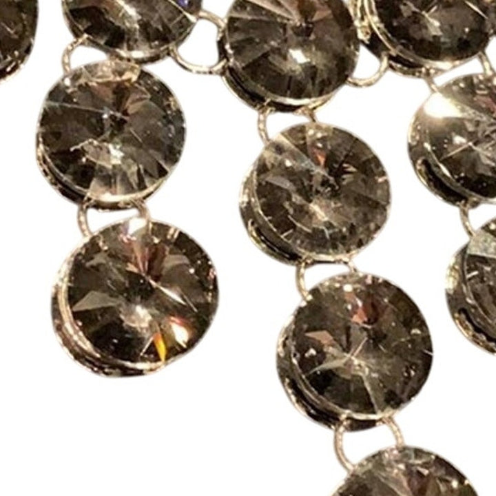 New Midnite Steel Gray Gem Waterfall Rhinestone Statement Fashion Necklace