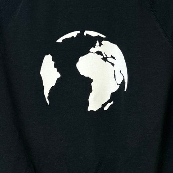 Upcycled Hand Printed Womens Medium Save The Earth World Long Sleeve Sweatshirt