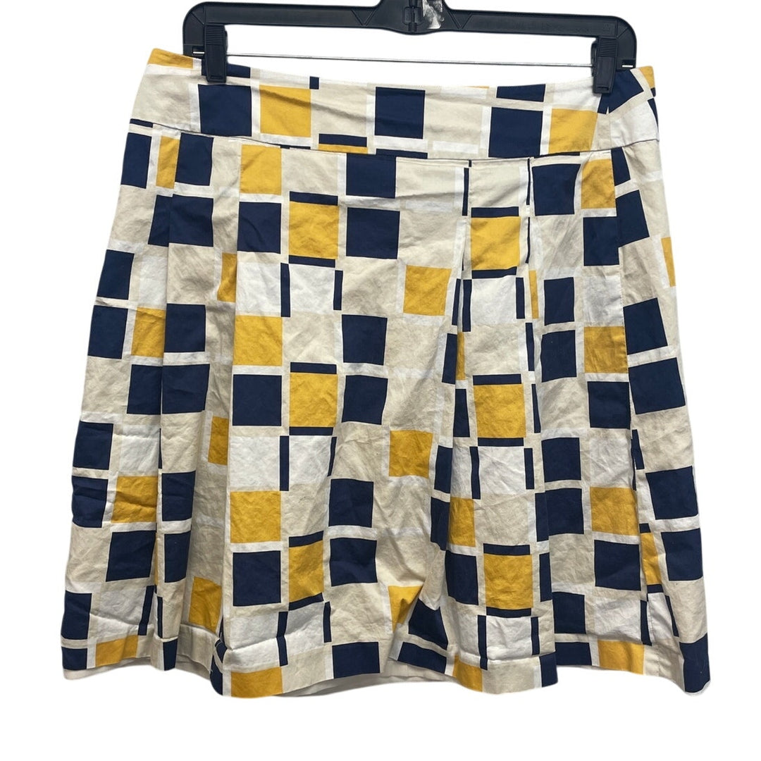 Ann Taylor Plus Size 16 Fully Lined Geometric Cotton Blend Short FIt Flare Skirt