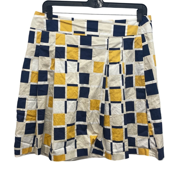 Ann Taylor Plus Size 16 Fully Lined Geometric Cotton Blend Short FIt Flare Skirt