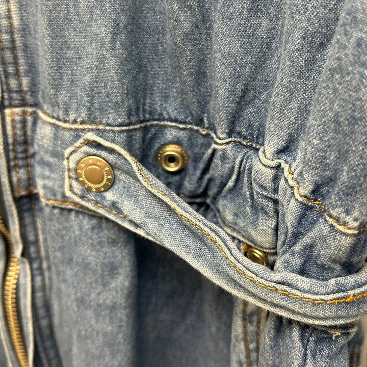 Vintage Repair Jeans Womens Medium 100% Cotton Denim Blue Jean Zip Up Jumpsuit