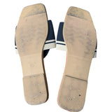 Yasinanx Womens Size 11.5 Black Fabric Strap Slide On Open Toe Flat Sandal Shoes