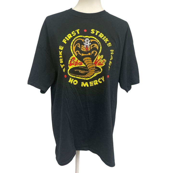Cobra Kai Men XL Strike First Strike Hard Karate No Mercy Short Sleeve Tee Shirt