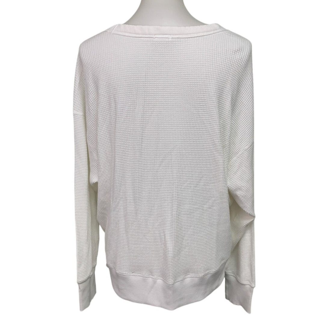 New OFFLINE by Aerie Womens Small Cotton Scoop Neck Long Sleeve Waffled Top