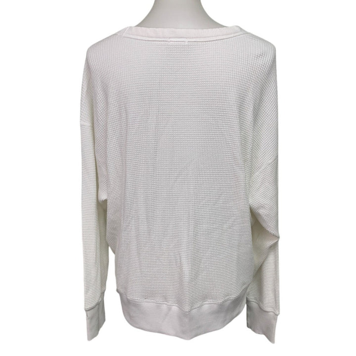 New OFFLINE by Aerie Womens Small Cotton Scoop Neck Long Sleeve Waffled Top