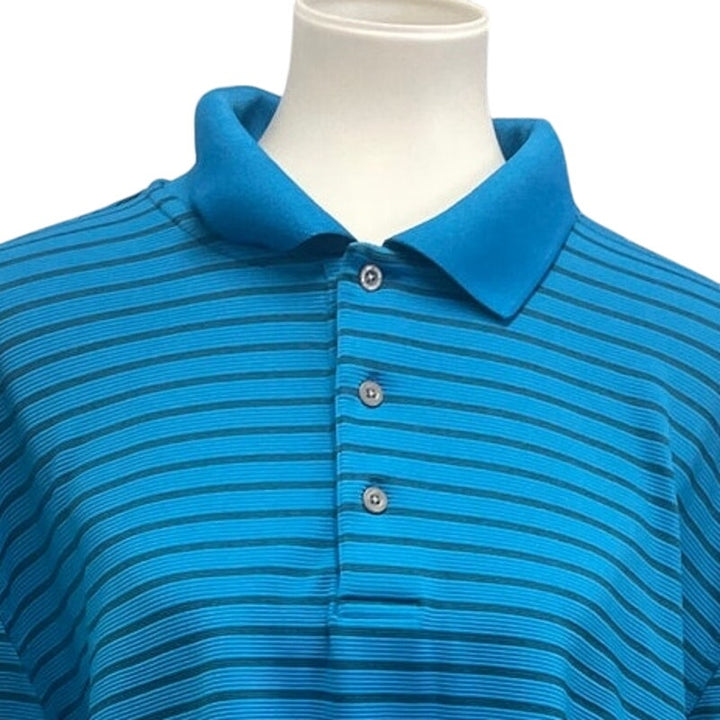 PGA Tour Mens XXL Long Sleeve Striped 3 Button Collared Golf Polo Shirt