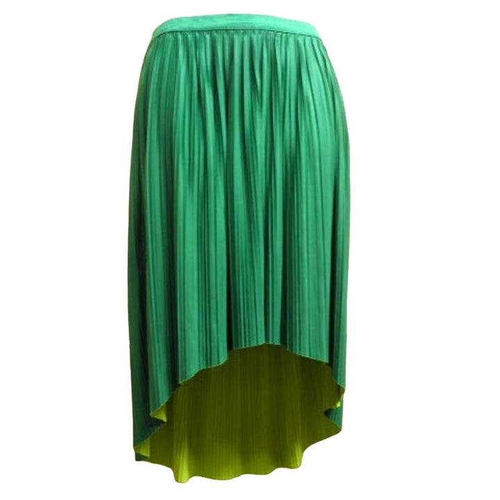 Xhilaration Womens Medium Reversible Green Lime Pleat Hi Lo Elastic Waist Skirt