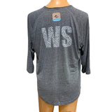 Wingspan Inspired Mens Large Hand Printed Cardinal Red Bird Upcycled Henley Tee