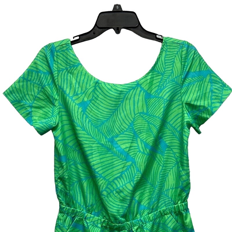 Ann Taylor Loft Womens Size 2 Tropical Cap Sleeve Elastic Waist Romper w Pockets