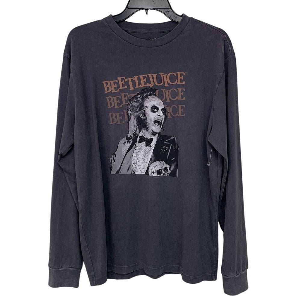 New American Eagle Mens Medium BeetleJuice Long Sleeve Crew Neck Tee Shirt
