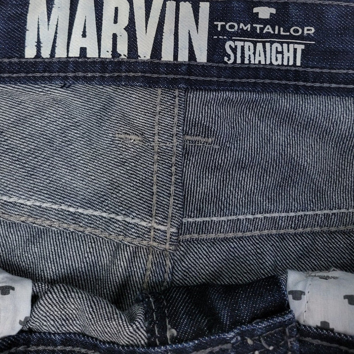 Tom Tailor Mens 31/32 Marvin Straight 100% Cotton Factory Whiskered Denim Jeans