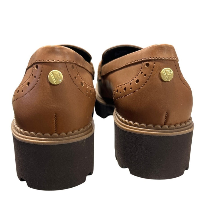 New Vionic Womens Size 6.5 Chestnut Brown Leather Fillmore Slide On Loafer Shoes