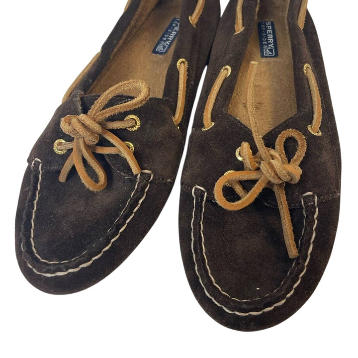 Sperry Top Sider Womens Size 8 Suede Leather Side Lace Moccasin Slide On Loafers