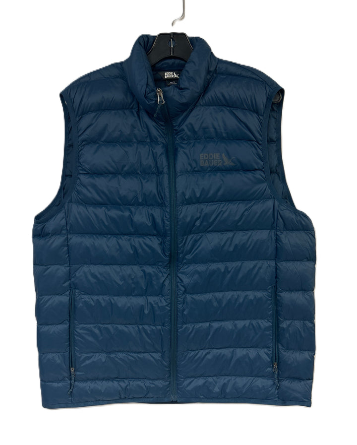 New Eddie Bauer Mens Large Marine Blue CirrusLite 650FP Down Zip Up Puffer Vest