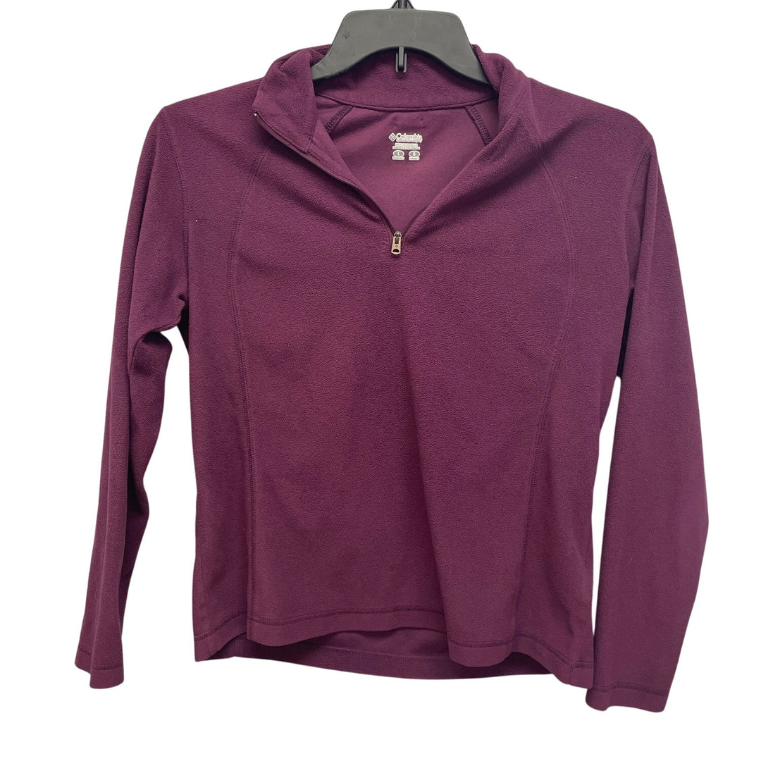 Columbia Womens Large 100% Polyester Long Sleeve 1/4 Zip Purple Fleece Pullover