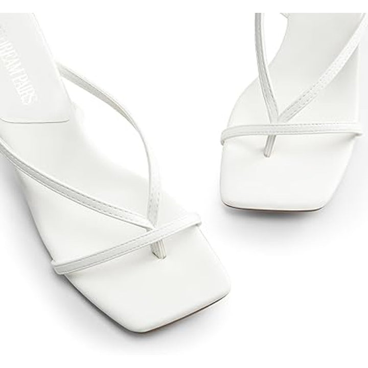 Dream Pairs Womens Size 6.5 White Strappy 3" Kitten Heel Open Toe Sandal Shoes