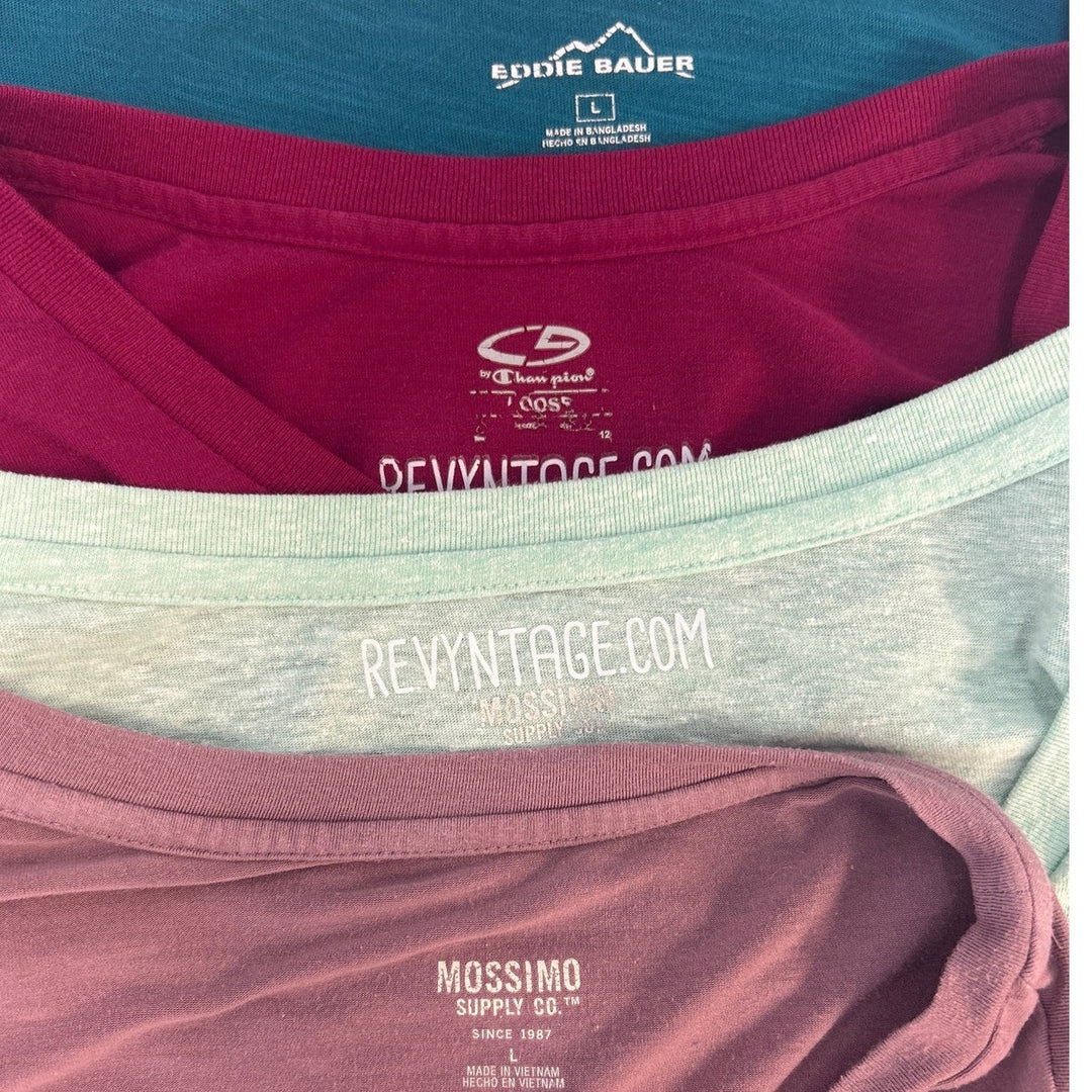 Lot of 4 Eddie Bauer Mossimo Womens Large Short Sleeve Scoop VNeck Tee Shirts