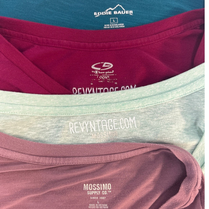 Lot of 4 Eddie Bauer Mossimo Womens Large Short Sleeve Scoop VNeck Tee Shirts
