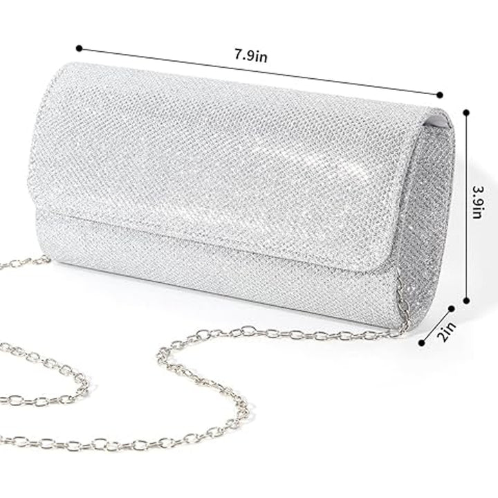 LovyoCoCo Womens Silver Evening Bag Clutch Purses Sparkling Party Handbag