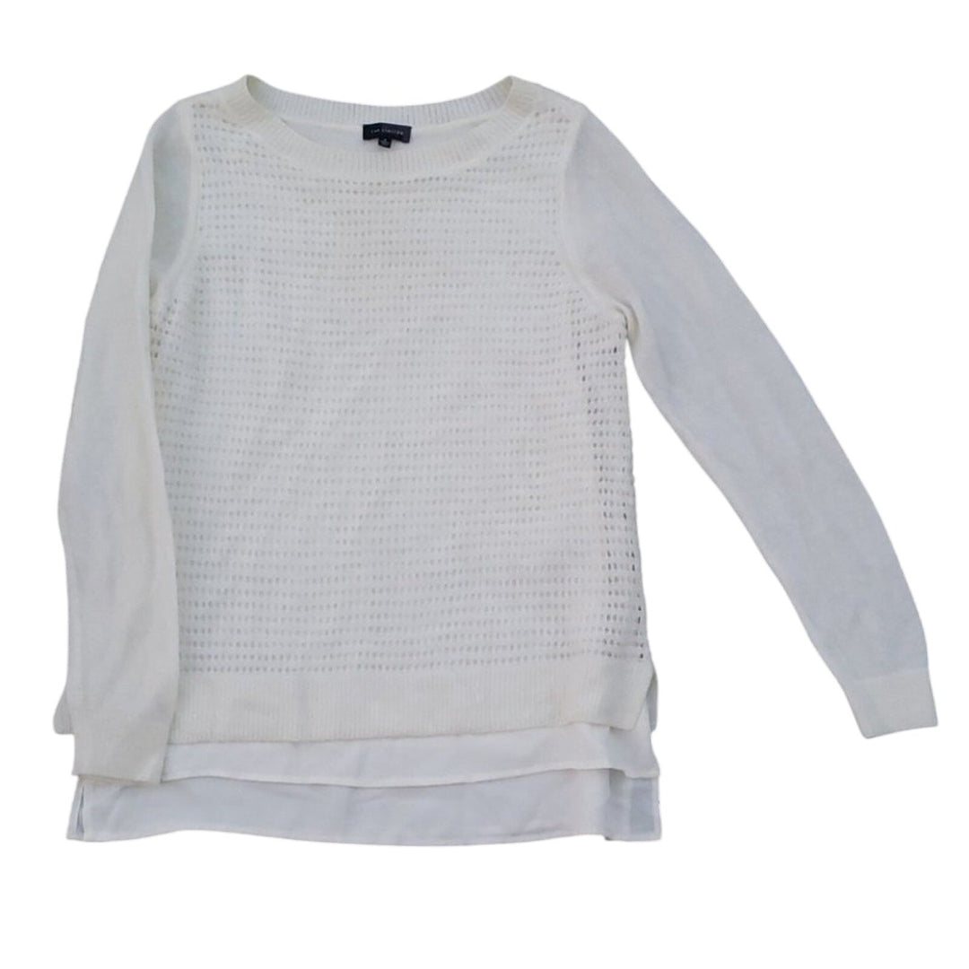 The Limited Womens Small Cream Long Sleeve Crew Neck Lined Knit Sweater