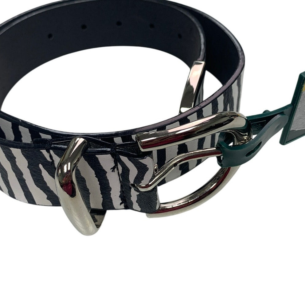 New Wild Fable Womens XS Zebra Stripe Faux Leather Silver Buckle Fashion Belt