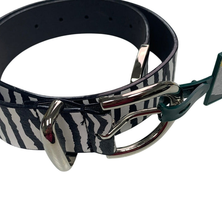 New Wild Fable Womens XS Zebra Stripe Faux Leather Silver Buckle Fashion Belt
