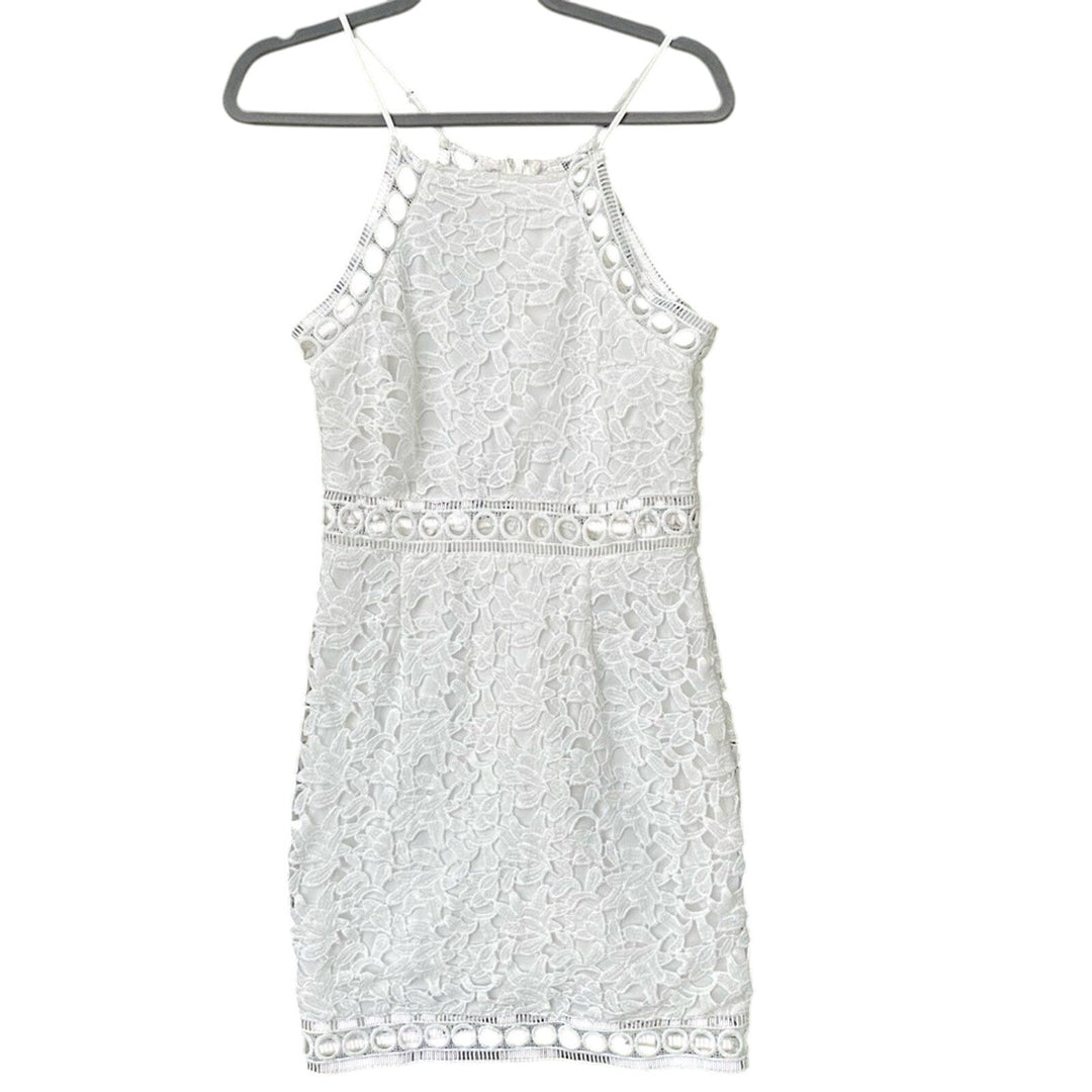 New Charlotte Russe Womens Medium White Floral Lace Embroidered Bodycon Dress