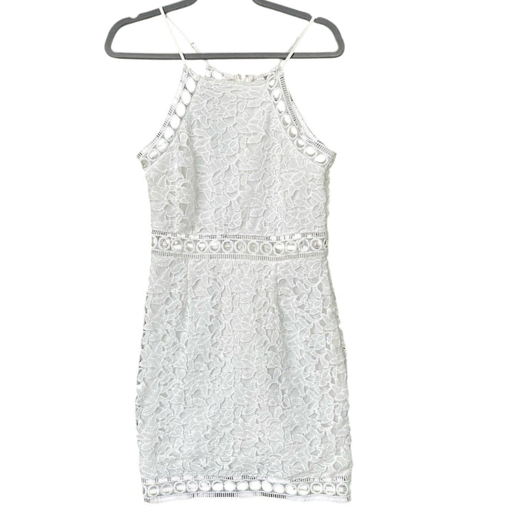 New Charlotte Russe Womens Medium White Floral Lace Embroidered Bodycon Dress