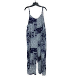 Womens 2XL Navy 100% Cotton Bandana Floral Sleeveless Thin Strap Jumpsuit