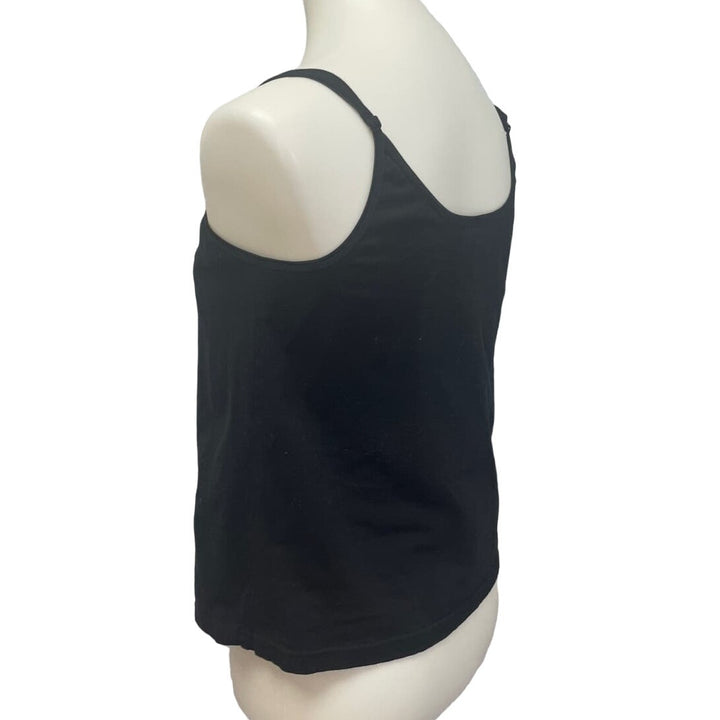 Espirit Womens XL Adjustable Strap Shelf Bra Cotton Blend Black Cami Top