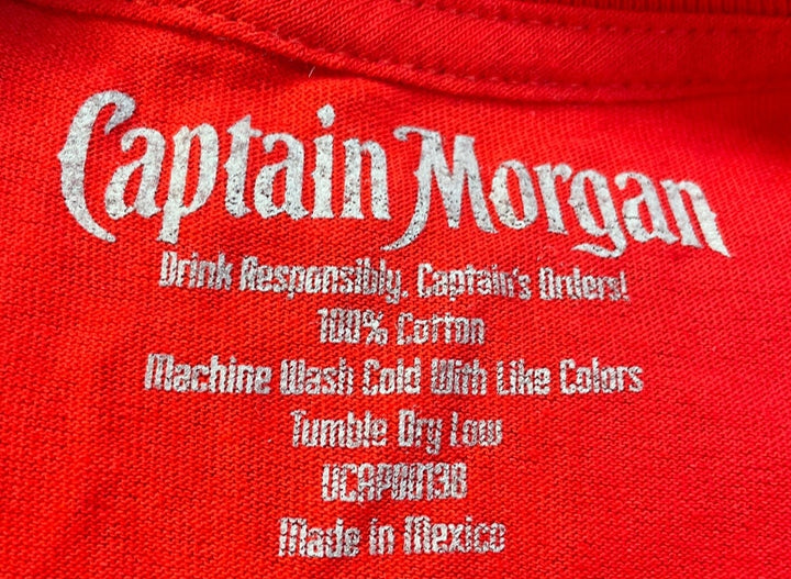 New Captain Morgan Mens Red 100% Cotton Short Sleeve Crew Neck Tee Shirt