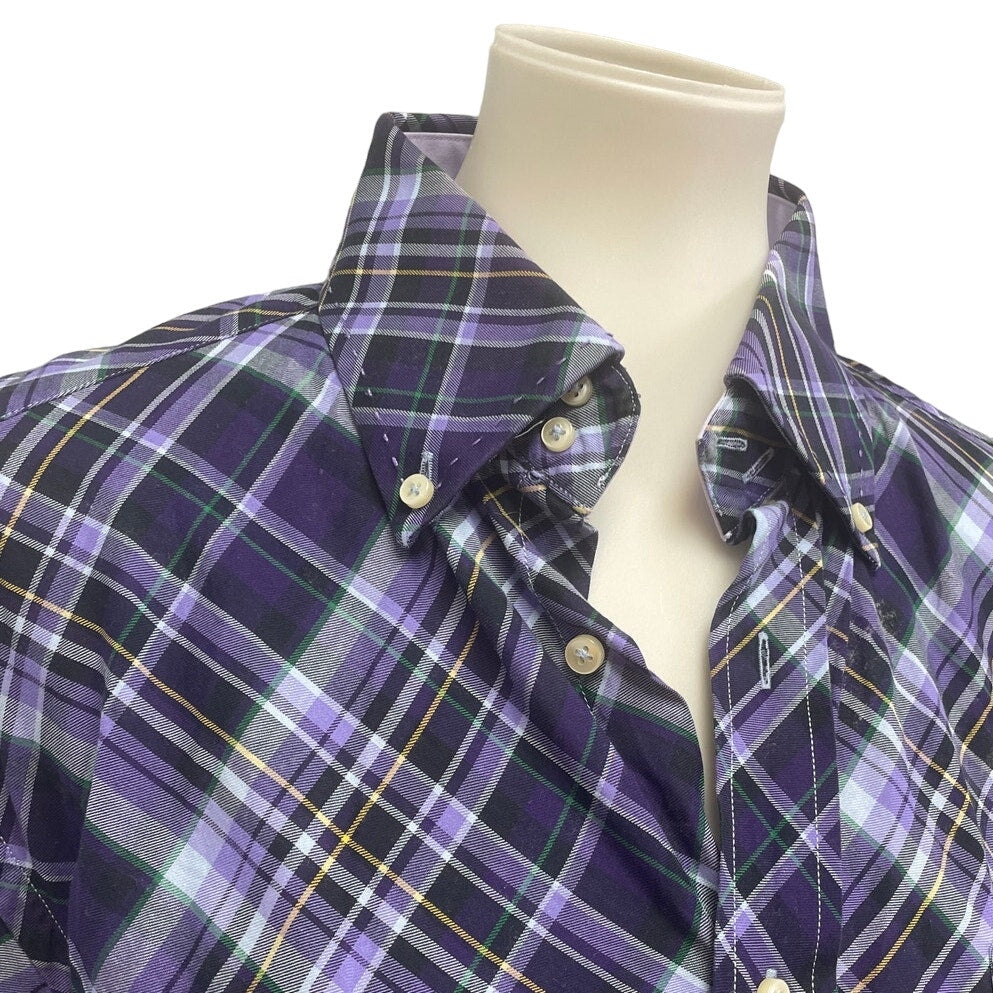 Tommy Hilfiger Mens Medium 100% Cotton Plaid Long Sleeve Button Down Shirt