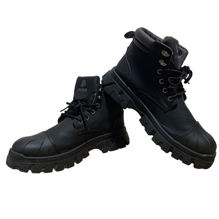 Kelodon Mens Size 9.5 Black Waterproof Steel Toe Memory Foam Non Slip Work Boots