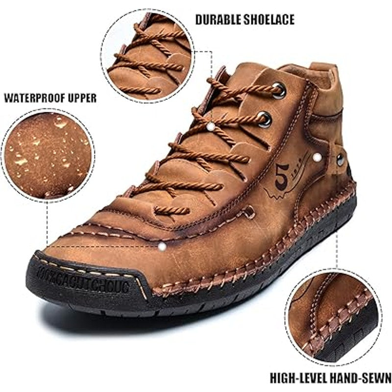 Alcubieree Mens Size 11 Brown Faux Leather Lace Up Ankle Chukka Anti Slip Boots