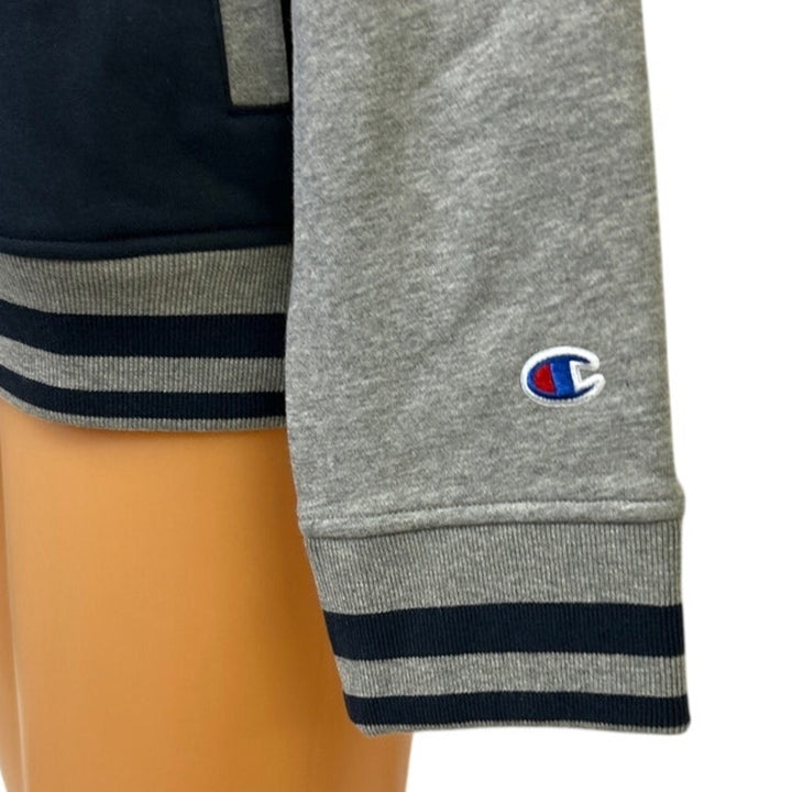 New Champion Mens Large Navy Gray Snap Up PolyCotton Athletic Wear Bomber Jacket