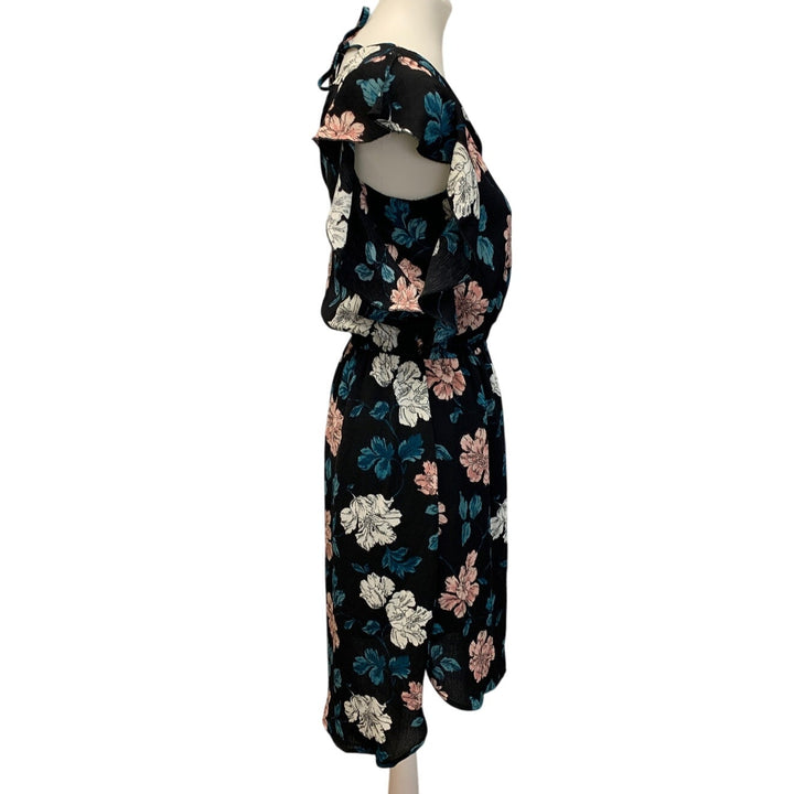 Merona Womens Medium Lightweight Floral Ruffled VNeck Cottage Fit Flare Dress