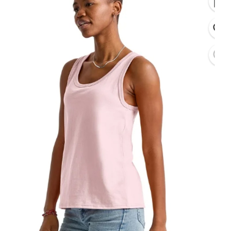 New Hanes Womens Small Essentials Solid Pale Pink 100% US Grown Cotton Tank Top