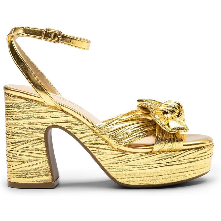 New Dream Pairs Womens 9.5 Gold 4.5" Platform Heel Ankle Strap Open Toe Shoes