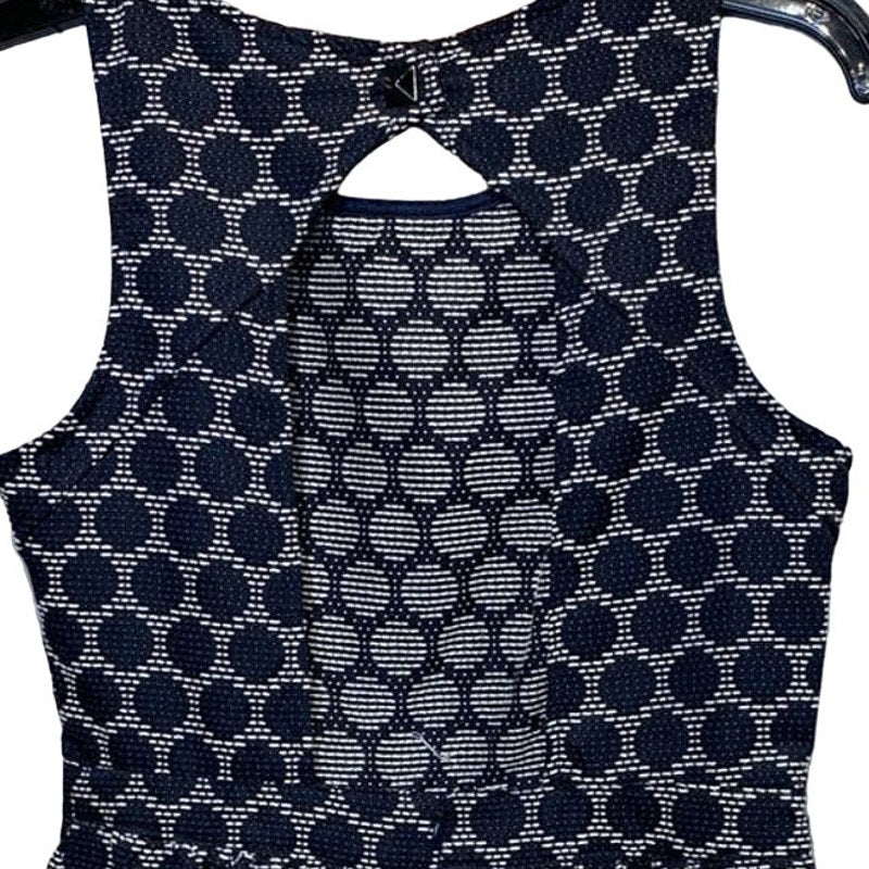 Moonlight Medium Black White Polka Dot Sleeveless Fit &amp; Flare Keyhole Back Dress
