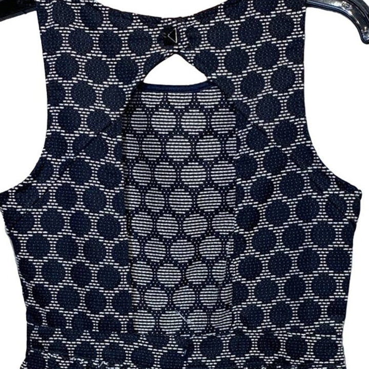 Moonlight Medium Black White Polka Dot Sleeveless Fit &amp; Flare Keyhole Back Dress