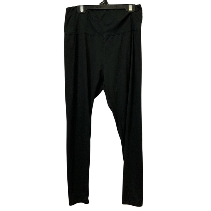 Large Long Basic Black Polyester Blend Cropped Ankle Leggings Stretch Pants