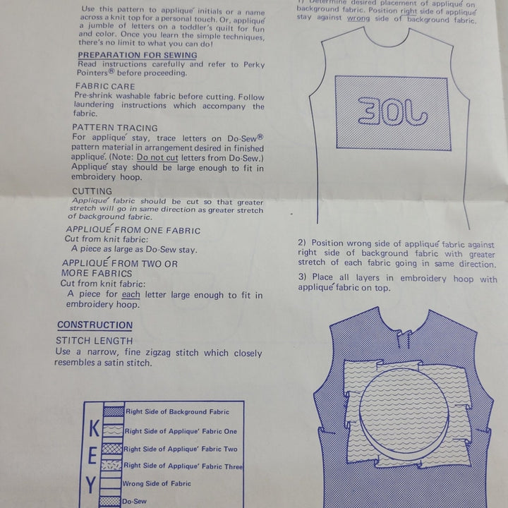 Vintage 1976 Stretch &amp; Sew 803 Alphabet Appliques Pattern Letters &amp; Numbers Only