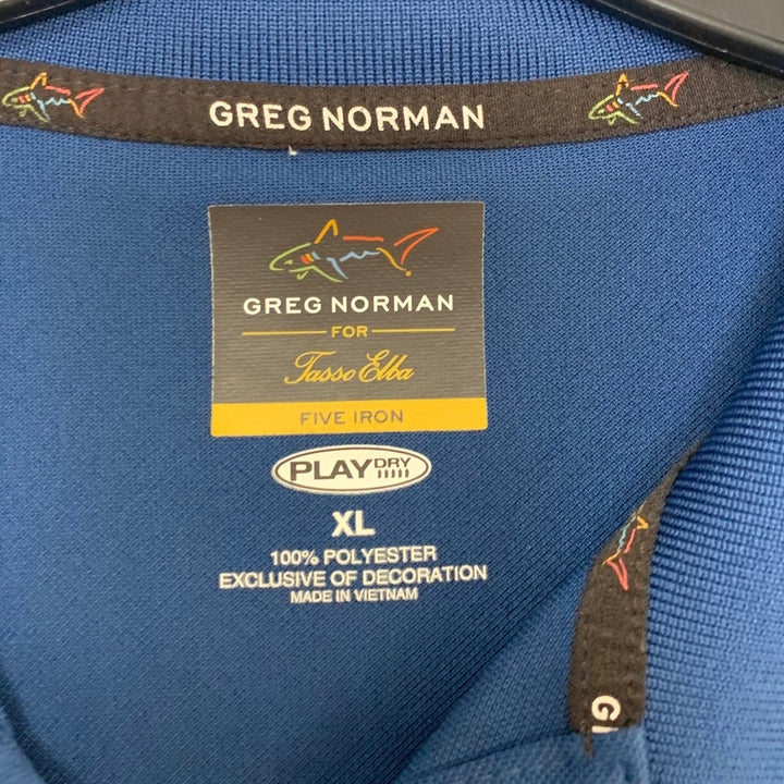 Lot of 2 Greg Norman Tasso Elba Mens XL Blue Striped Short Sleeve Polo Shirt