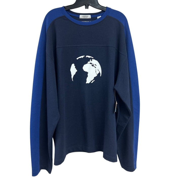 NWT New Hand Printed Mens XXL Save The Earth Globe World Long Sleeve Sweatshirt